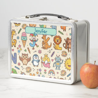 Personalized Alphaland Kids Lunch Box Beigh steel