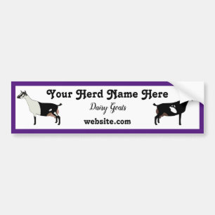 Personalized Alpine and Nubian Dairy Goat Bumper Sticker