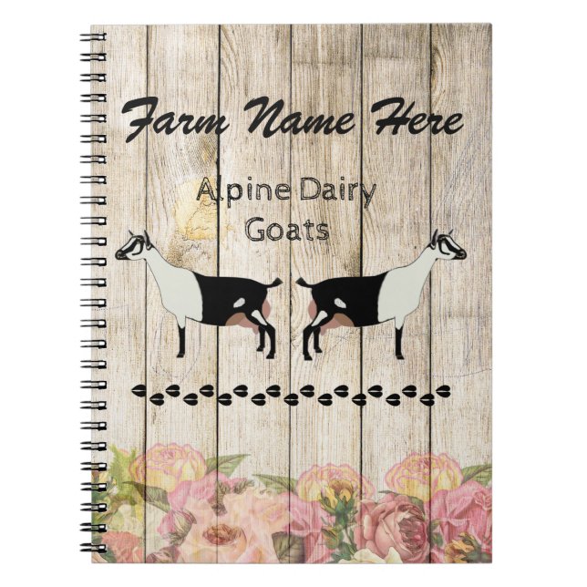 Personalized Alpine Dairy Goat Farm Notebook (Front)