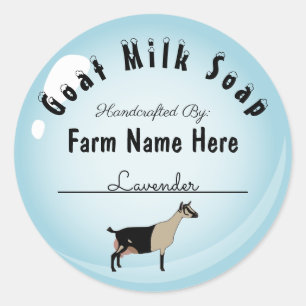 Personalized Alpine Goat Milk Soap Blue Bubble Classic Round Sticker