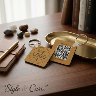 Personalized Aluminum Square Keychain with QR Code