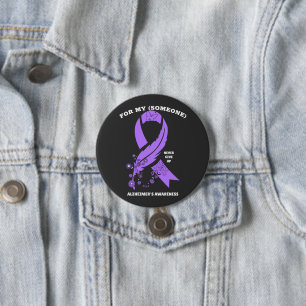 Personalized Alzheimer's Awareness Ribbon 3 Inch Round Button