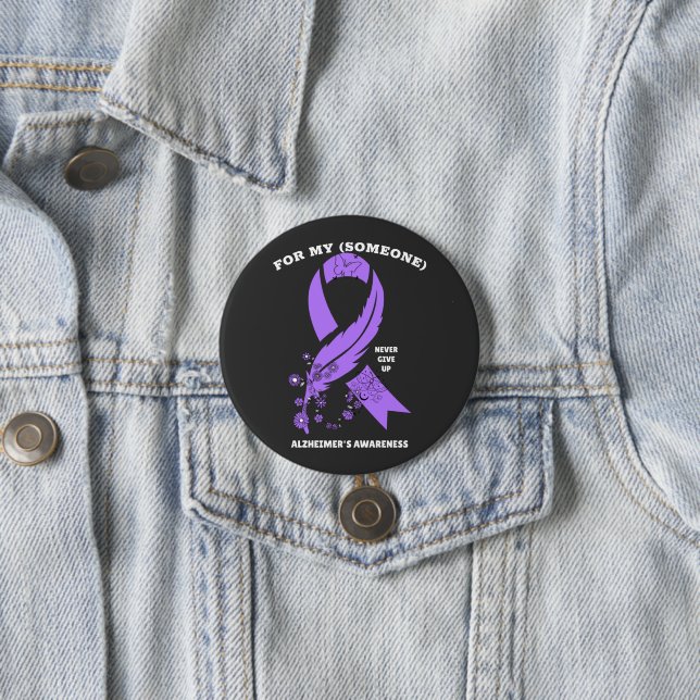 Personalized Alzheimer's Awareness Ribbon 3 Inch Round Button (In Situ)