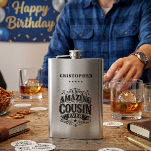 Personalized Amazing Cousin Gift Hip Flask
