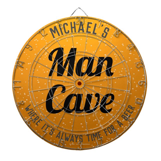 Personalized Amber Beer Man Cave Large Clock Dartboard (Front)
