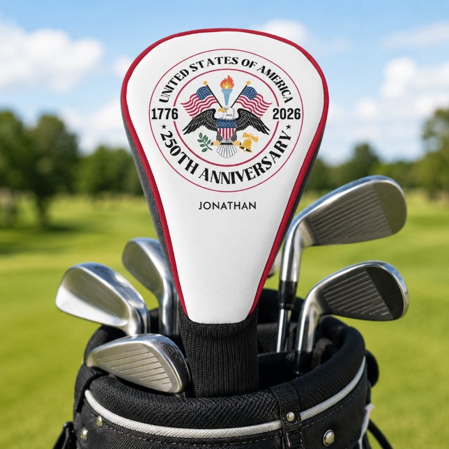 Personalized America 250th Anniversary Golf Head Cover (Add name, or other text, to personalize.  Matching items available)