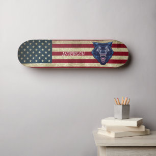 Personalized American Blue Wolve  Skateboard