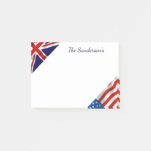 Personalized American British Flags Patriotic  Post-it Notes
