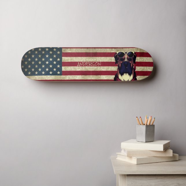 Personalized American Bull Dog Skateboard (Wall Art (Horz))