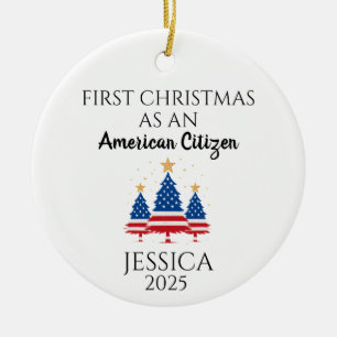 Personalized American Citizen, American tree Ceramic Ornament