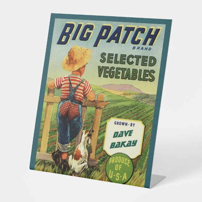 Personalized American Country Homegrown Farmboy  Pedestal Sign (Front)
