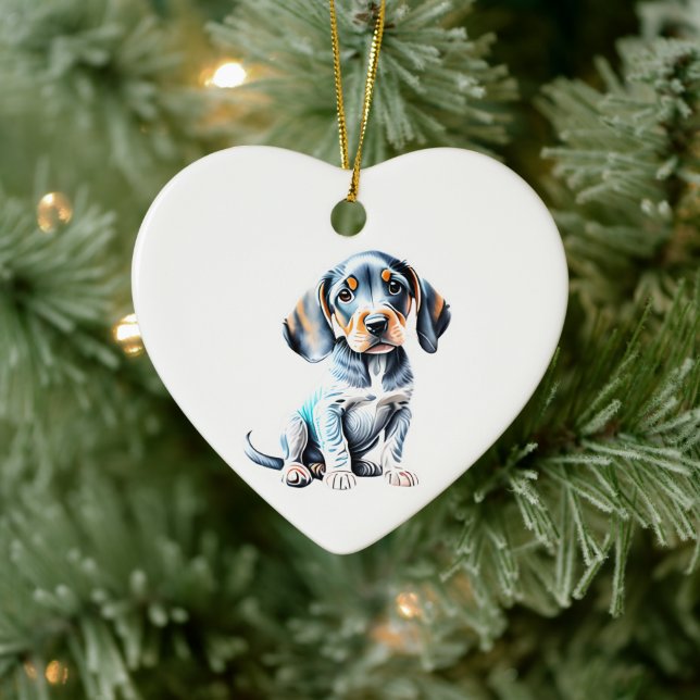 Personalized American English Coonhound Puppy Dog Ceramic Ornament (Tree)