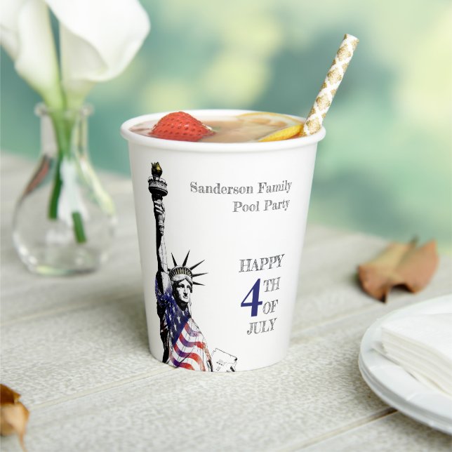 Personalized American Flag 4th of July Party Paper Cups (Insitu)