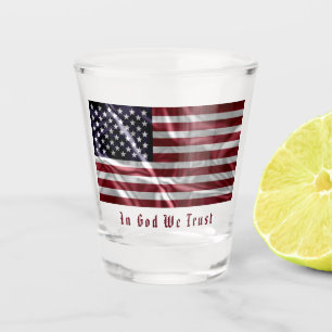 Personalized American Flag and Motto, USA Souvenir Shot Glass