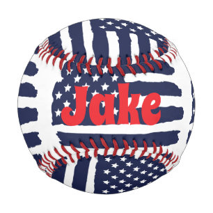 Personalized American Flag And Name Baseball