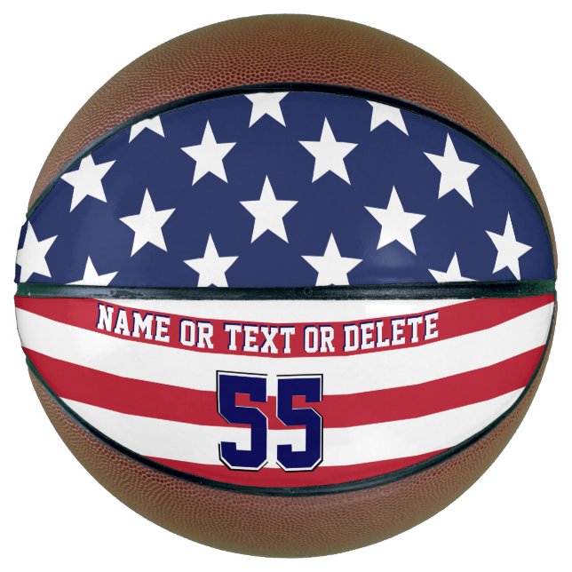 Personalized American Flag Basketball, Patriotic Basketball (Front)