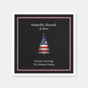 Personalized American flag Christmas Tree Napkin