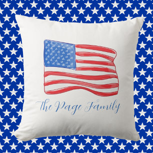 Personalized American Flag Family Name / Americana Throw Pillow