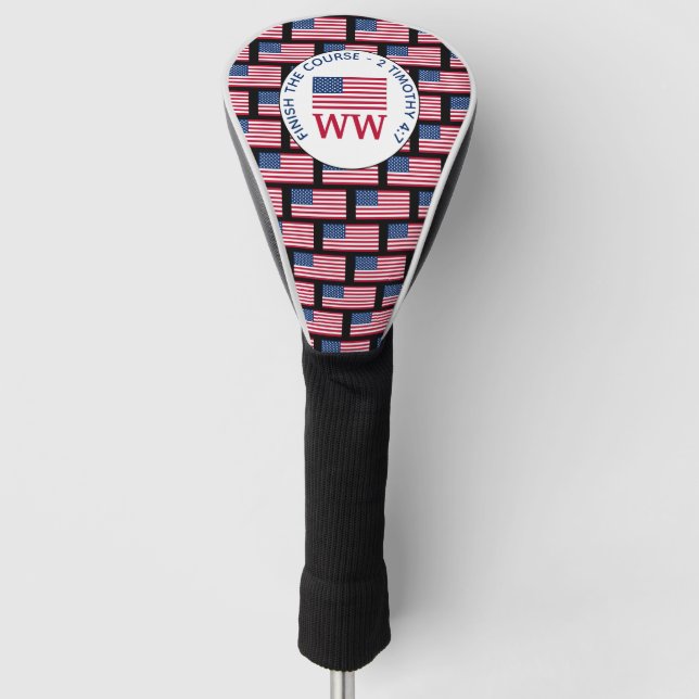 Personalized AMERICAN Flag Golf DRIVER Cover (Front)