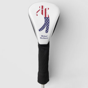 Personalized American Flag Golfer Silhouette Golf Head Cover