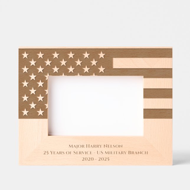 Personalized American Flag Memorial Etched Frames (Front)