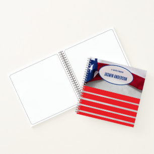 Personalized American Flag Patriotic USA Notebook