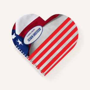 Personalized American Flag Patriotic USA Notebook