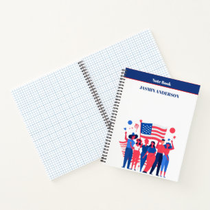 Personalized American Flag Patriotic USA  Notebook