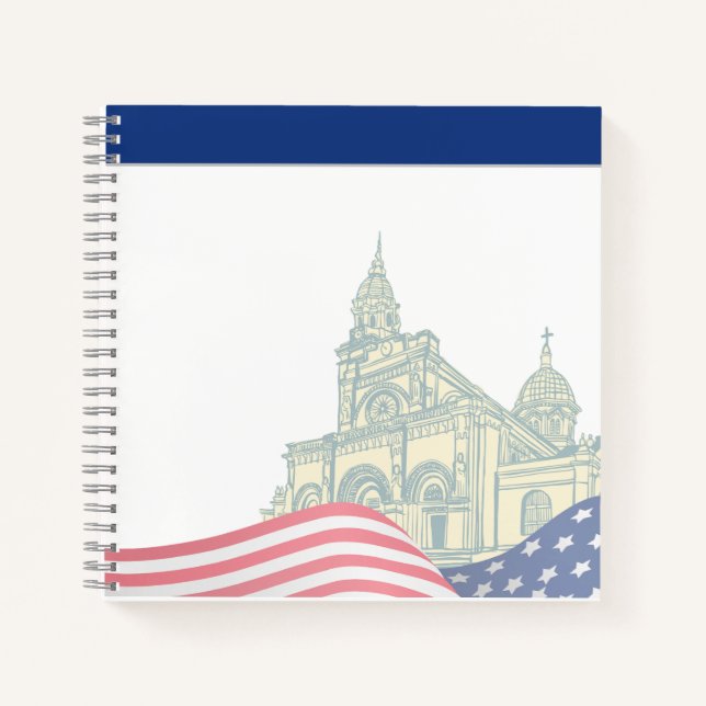 Personalized American Flag Patriotic USA  Notebook (Front)
