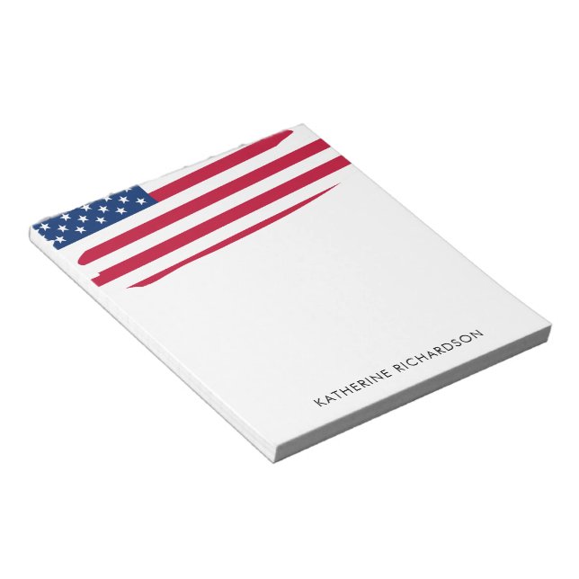 Personalized American Flag Patriotic USA Notepad (Angled)
