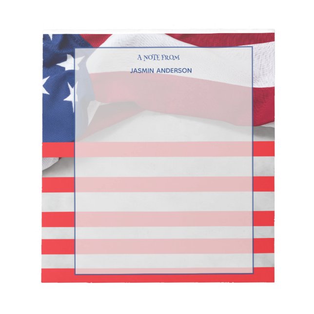 Personalized American Flag Patriotic USA  Notepad (Front)