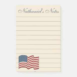 Personalized American Flag Post It Notes Gift