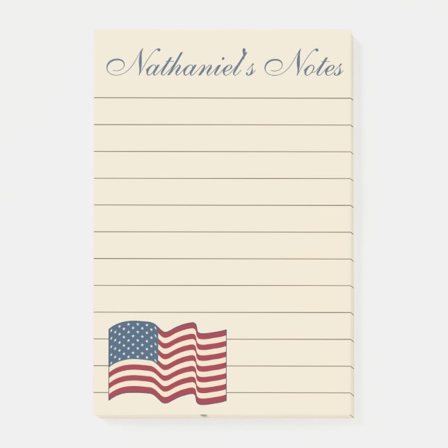 Personalized American Flag Post It Notes Gift (Front)