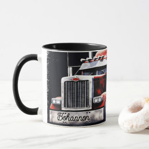Personalized american flag semi truck mug
