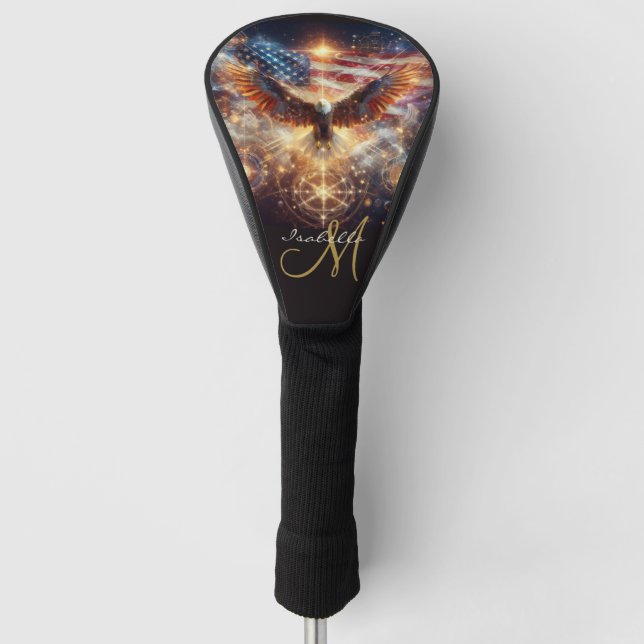 Personalized American Flag - Stars and Stripes Golf Head Cover (Front)