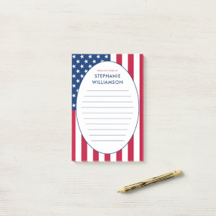 Personalized American Flag USA Post-it Notes