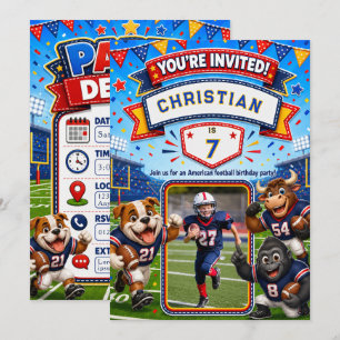 Personalized American Football Birthday Photo Invitation