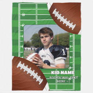 Personalized American Football Kid Photo Fleece Blanket