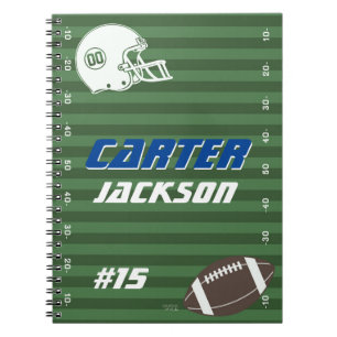 Personalized American Football, Name and Number Notebook