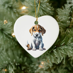 Personalized American Foxhound Puppy Ceramic Ornament
