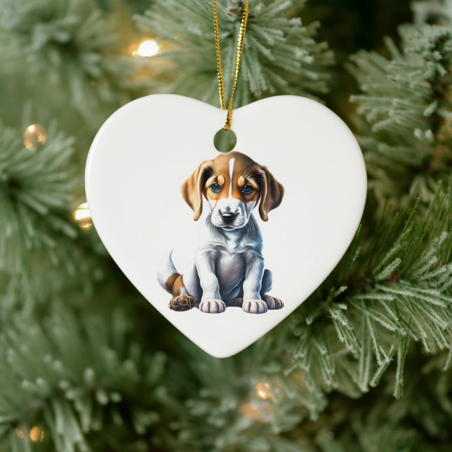 Personalized American Foxhound Puppy Ceramic Ornament (Tree)