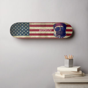 Personalized American I love Pugs  Skateboard