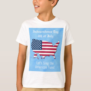 Personalized American Map, Flag July 4th Blue Sea T-Shirt