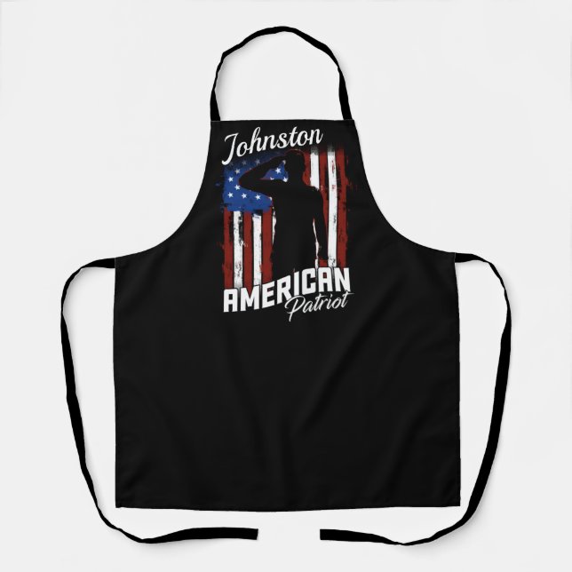 Personalized American Patriot Soldier USA Flag  Apron (Front)