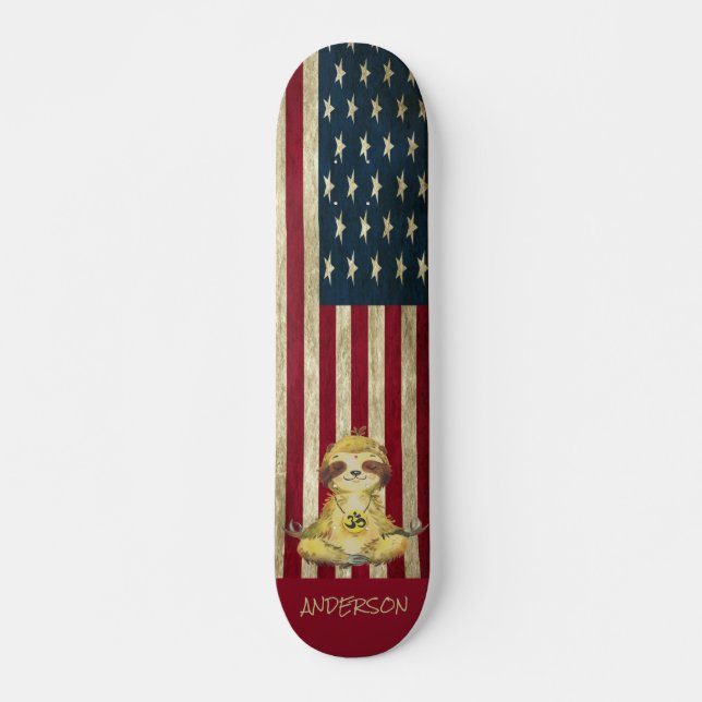 Personalized American Peace Sloth Skateboard (Front)