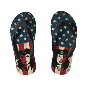Personalized American Pirate Captain Kid's Flip Fl Flops