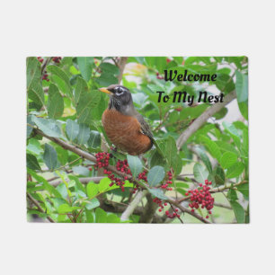Personalized American Robin -Backyard Bird Doormat