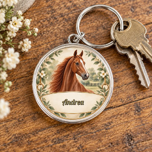 Personalized American Saddlebred Horse Portrait Keychain