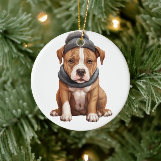 Personalized American Staffordshire Terrier Dog Ceramic Ornament (Tree)