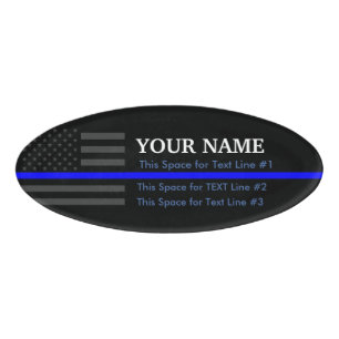 Personalized American Thin Blue Line Name Display Name Tag